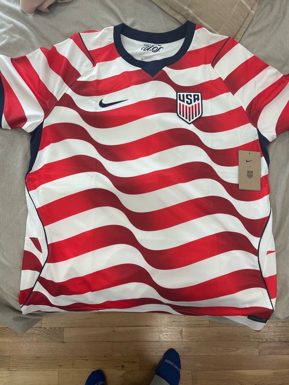 Nike USA Men’s Soccer Dri-FIT Jersey Shirt XL Red/White Stripe Blue